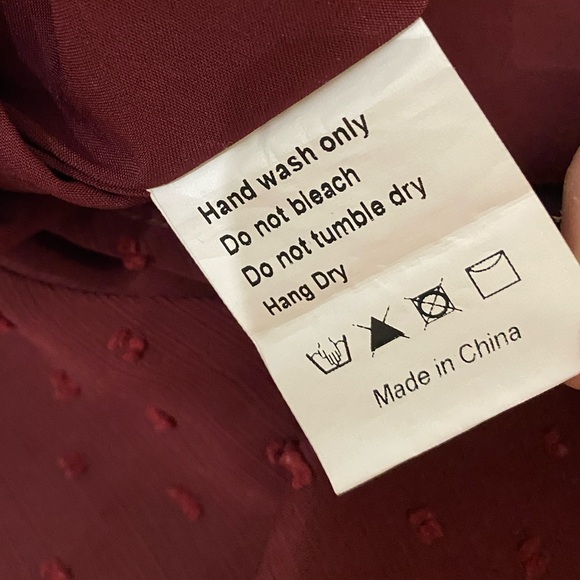 JESSAKAE Highbury Burgundy Swiss Dot Chiffon V-Neck Puff Sleeve Midi Dress XL - Picture 5 of 10